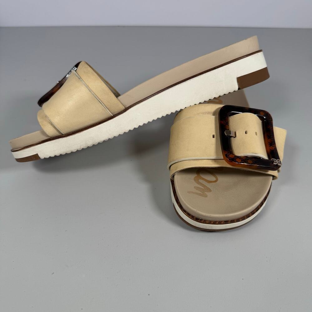 Sam Edelman Ariane Slide Platform Sandal Ivory Beige Tan Leather Women Size 10 - Picture 5 of 11